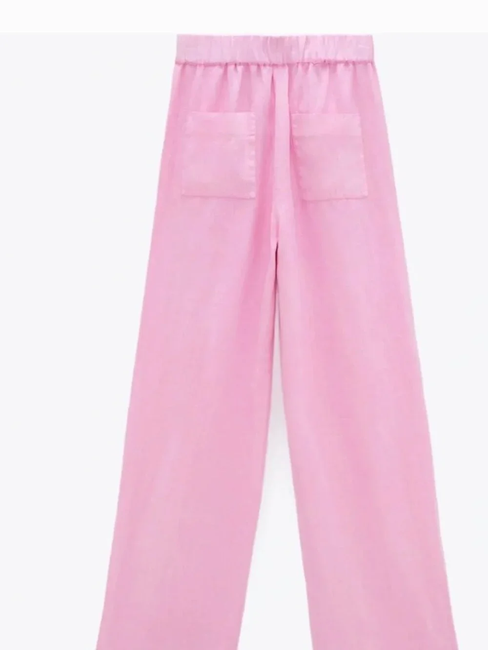 Zara Pink Linen Tie Pants Small